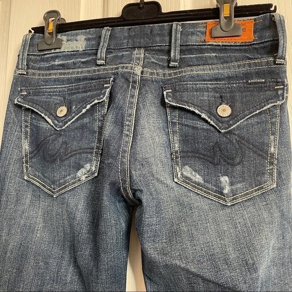 A noname Jean Joelle Boot Cut Jeans Frayed destroyed Faded Denim Size 6 Like New - Picture 8 of 9